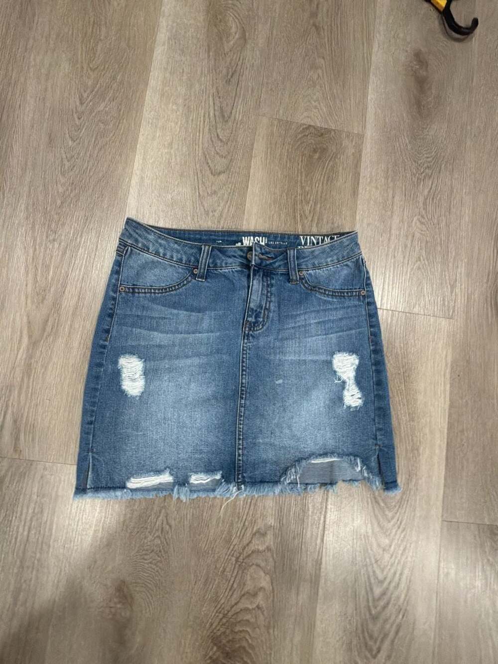 Rewash Vintage Reunion Denim Distressed Skirt Size 3/26 Blue